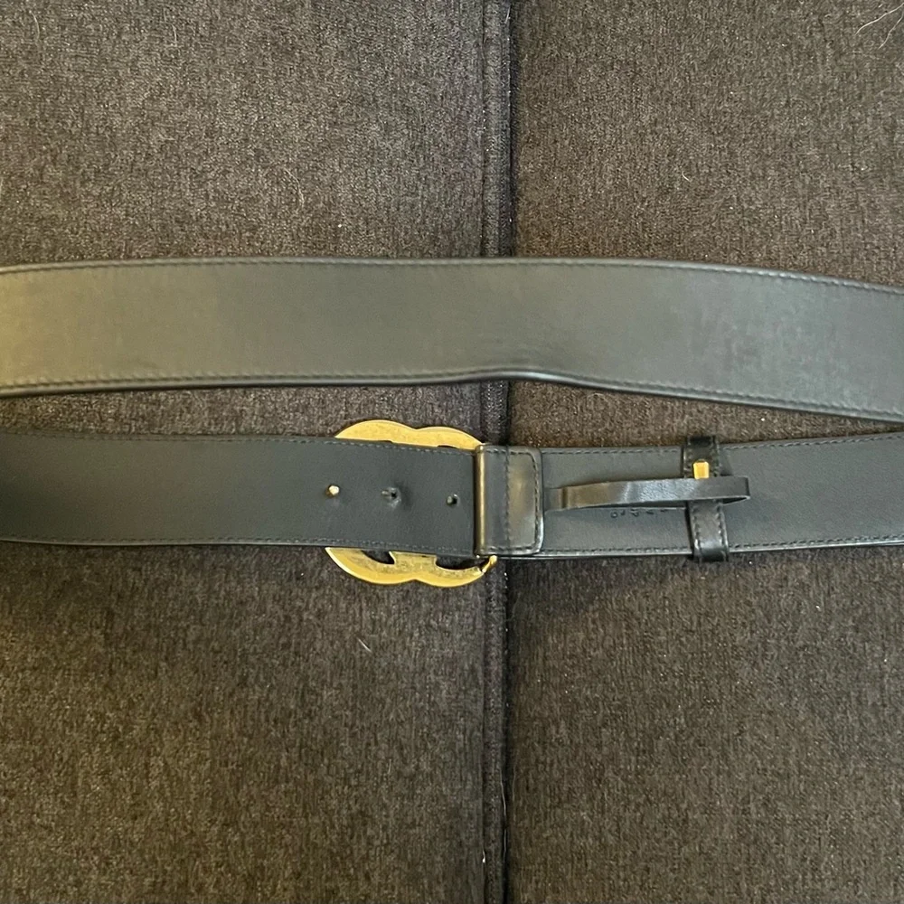 Gucci Double G Buckle Black Leather Belt - Picture 4 of 7